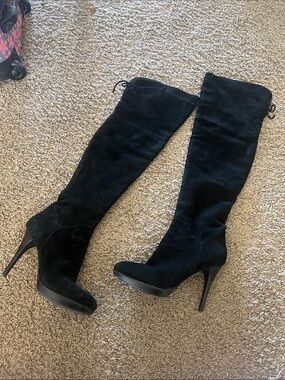Steve Madden Black Over-the-Knee Suede Stiletto Boots